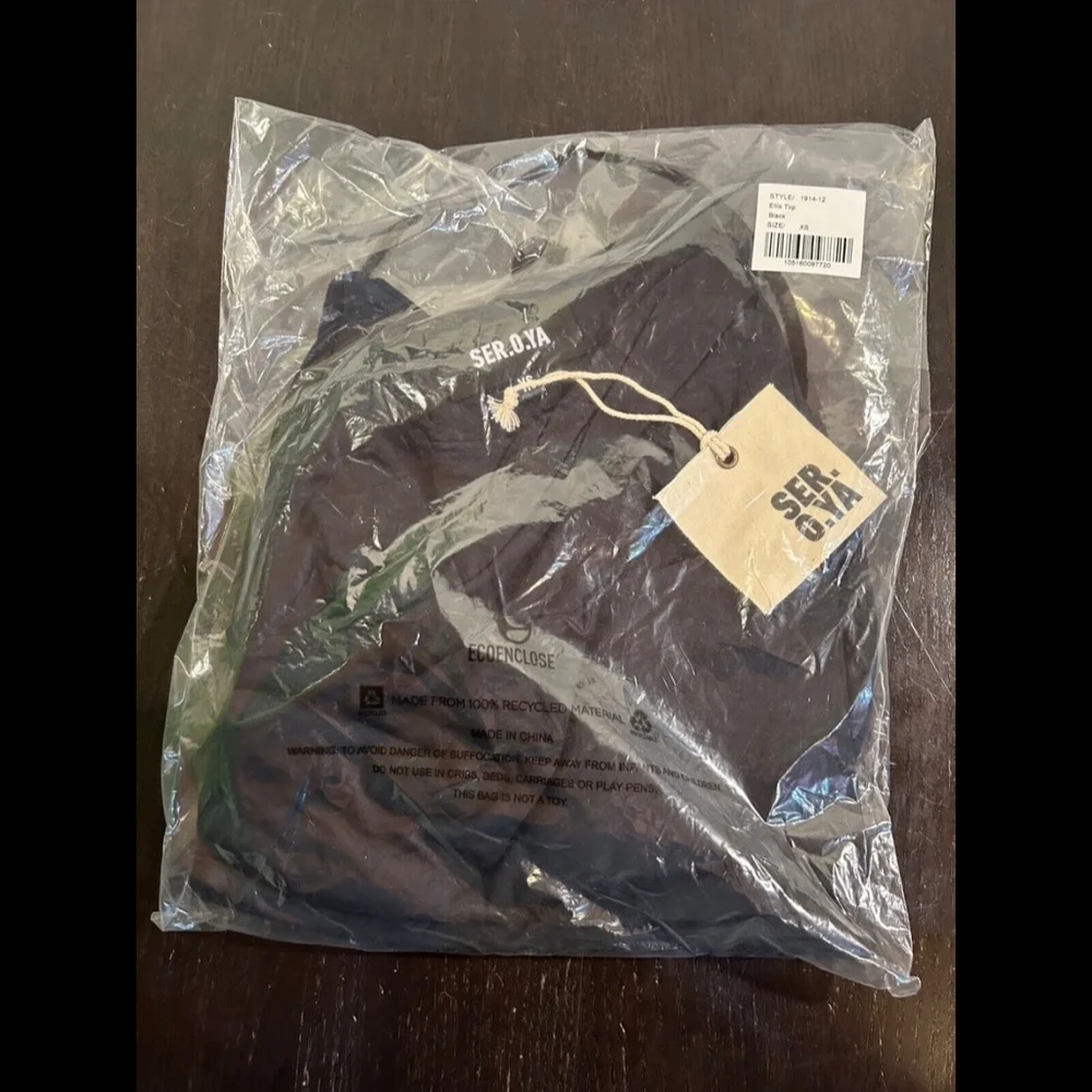 SER.O.YA Ellis Top Long Sleeve Off Shoulder Cutout Crop Top Black Size XS - NWT